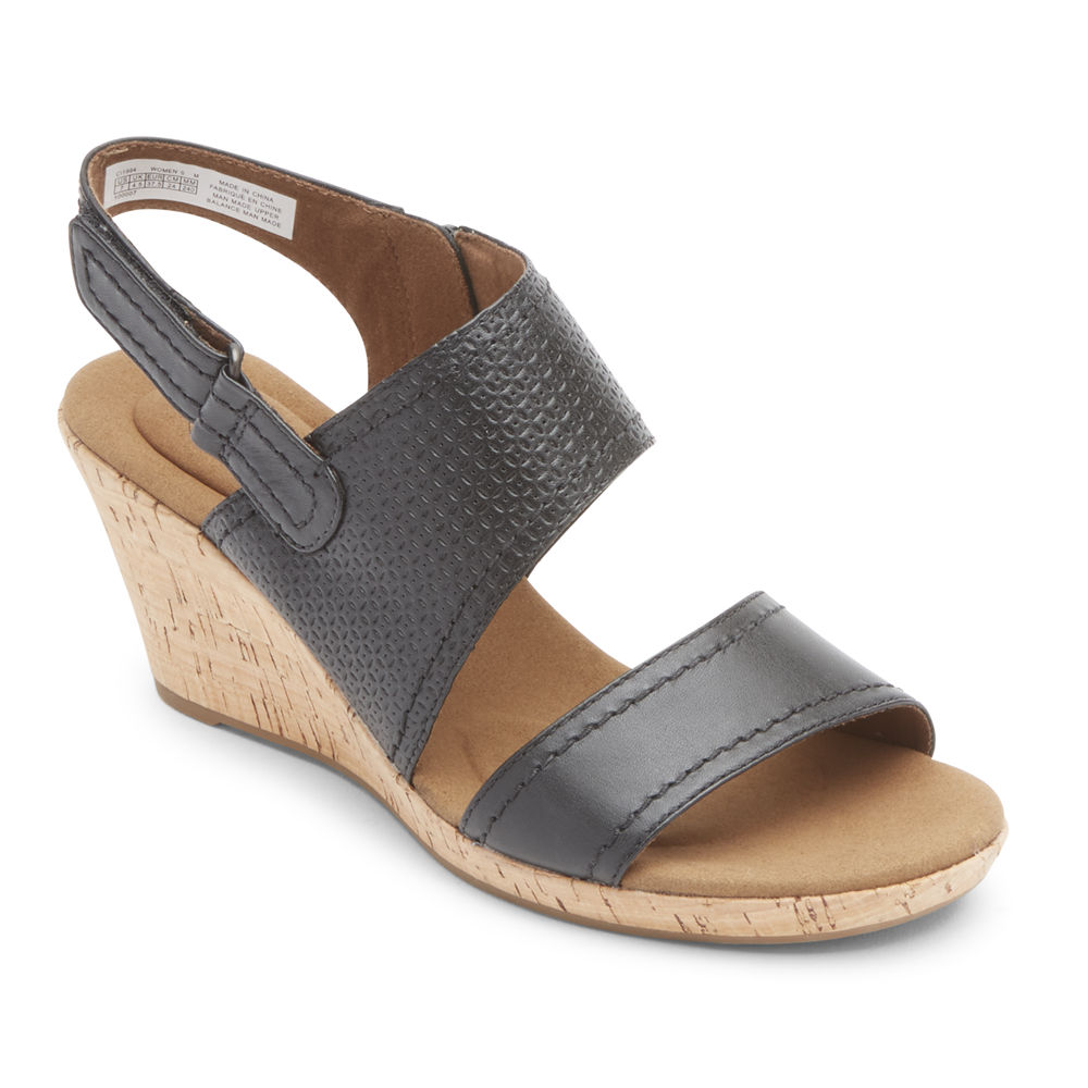 Rockport Sandals For Womens Black - Briah Asymmetrical 2-Piece - LO9215746